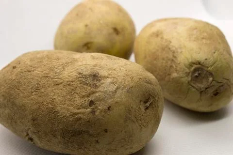 Three potatoes isolated on a White background Stock Photos