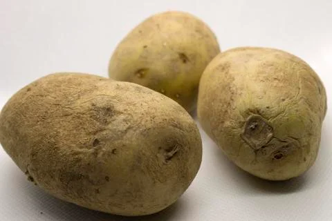 Three potatoes isolated on a White background Stock Photos