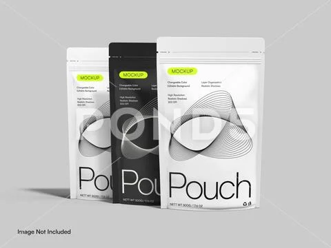 Three Pouch Mockup 3D Packaging with Zip Lock Modello PSD