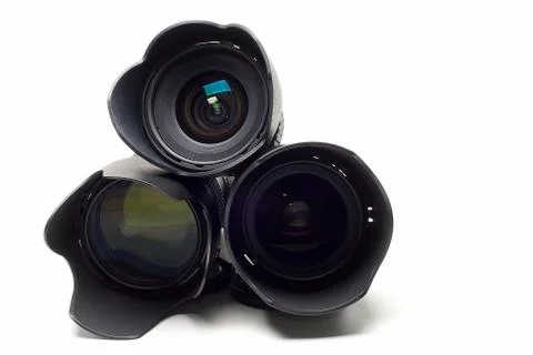 Three premium lenses. Stock Photos