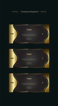 Three Premium step button of charts. Three Infographic object, icon, charts V Stock Illustration