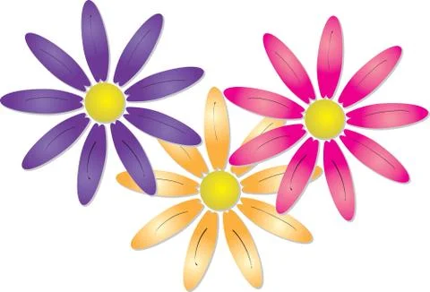 Three pretty spring flowers Stock Illustration