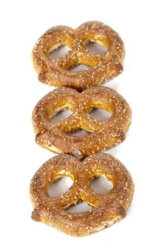 Three pretzels in a line Stock Photos