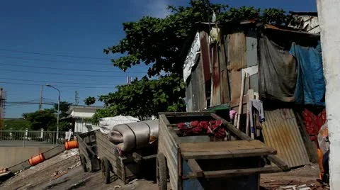 Three primitive carts with Shack Video stock 12169153