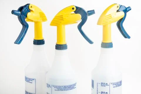 Three Professional Spray Plastic Dispenser Bottles Stock Photos