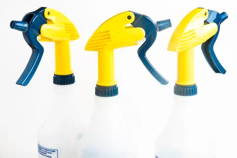 Three Professional Spray Plastic Dispenser Bottles Stock Photos