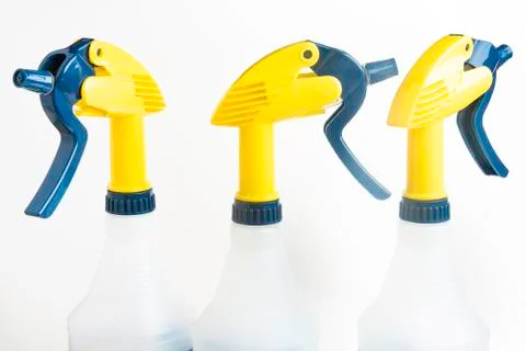 Three Professional Spray Plastic Dispenser Bottles Foto stock