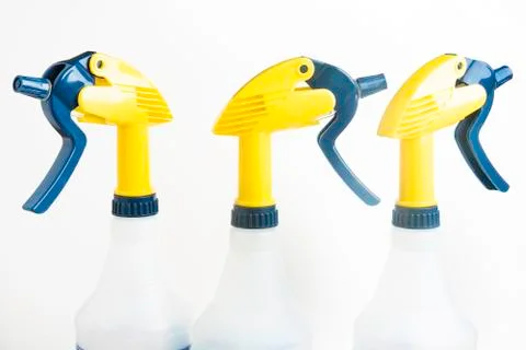 Three Professional Spray Plastic Dispenser Bottles Stock Photos