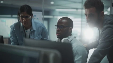 Three Programmers in Office Stock-Footage 159546132