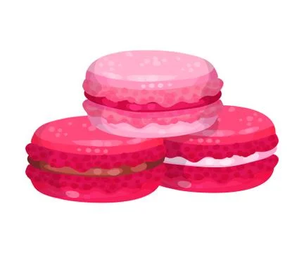 Three puff pastry biscuits with cream. Vector illustration on a white background Stock Illustration