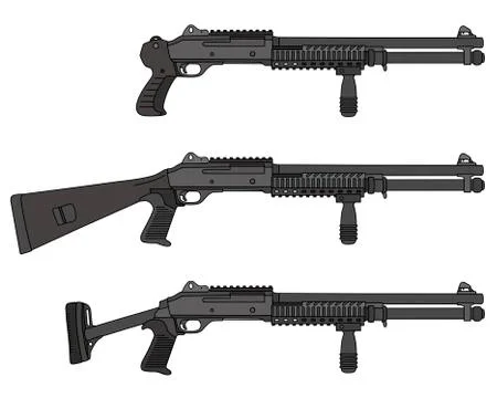 Three pump shotguns Stock Illustration