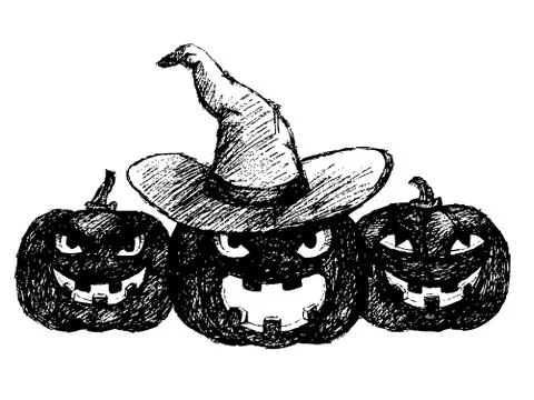Three pumpkin Stock Illustration