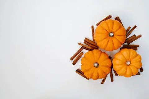 Three pumpkins with cinnamon Stock Photos