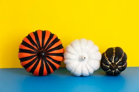 Three pumpkins, concept Halloween  Stock Photos