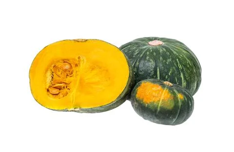 Three pumpkins isolated on white background Stock Photos