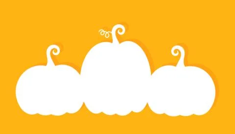 Three pumpkins label on orange background. Vector illustration Stock Illustration