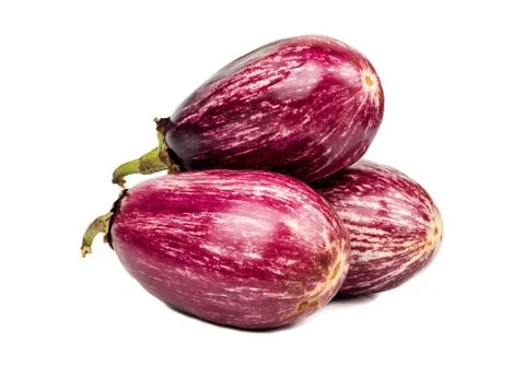 Three purple eggplants Stock Photos