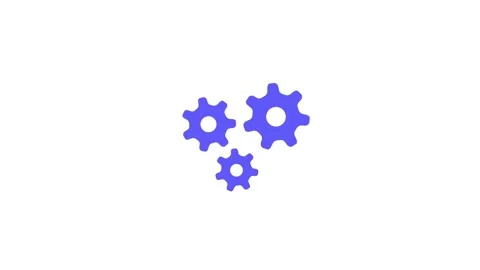 Three purple gears meshed together on a animation white background cogwheel.. Stock Footage 321996807