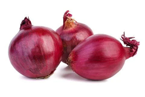 Three purple onions Foto stock