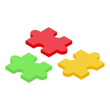 Three puzzle pieces floating representing teamwork and collaboration Stock Illustration