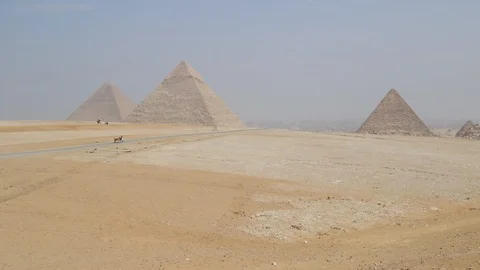 The three pyramids at Giza Stock Footage 96380522