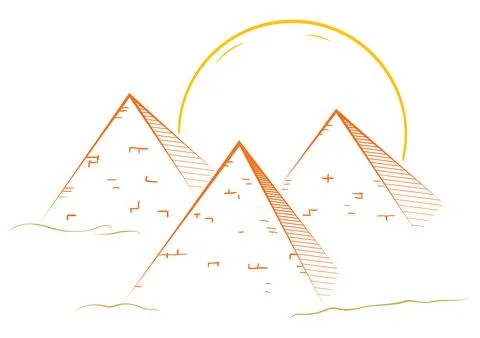 Three pyramids on sketch Stock Illustration