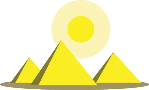 Three pyramids at sunset Stock Illustration