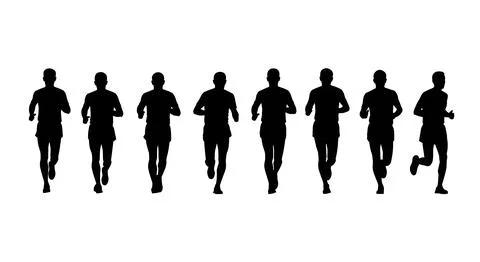 Three-Quarter View Runner Silhouette Pack Stock Illustration