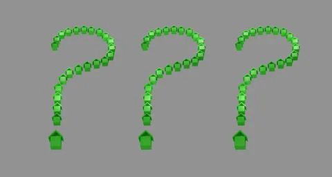 Three question mark symbol consisting of pattern green small houses. Asking Stock Illustration