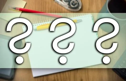 Three question marks -  business concept with text Stock Illustration