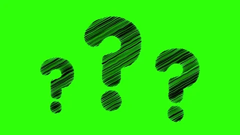 Three Question Marks Pop up Scribble on Green Backgound Video stock 198507506