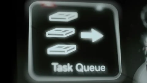Three queued task blocks point toward white arrow Stock Footage 344101053