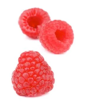 Three raspberries Stock Photos