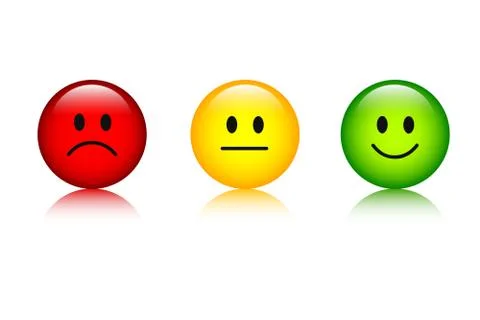 Three rating smiley faces red to green icon Illustrazione stock