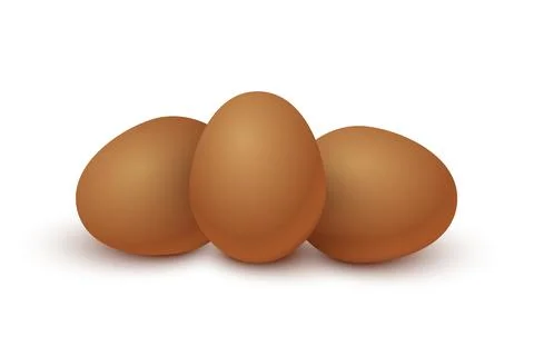 Three raw brown eggs set. Organic fresh food for breakfast vector illustration Stockillustratie