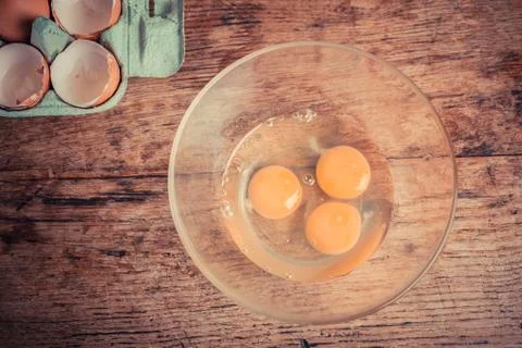 Three raw eggs 스톡 사진