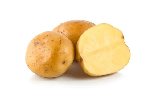 Three raw potatoes Stock Photos