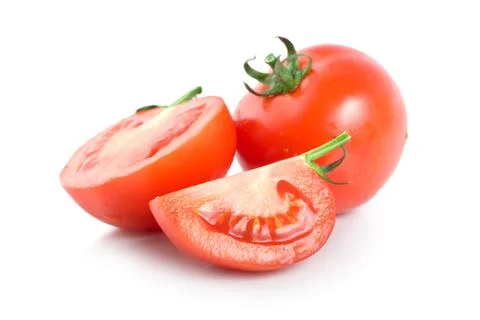 Three raw red tomatoes Stock Photos