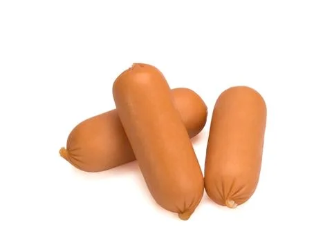 Three raw sausages isolated on white background Stock Photos