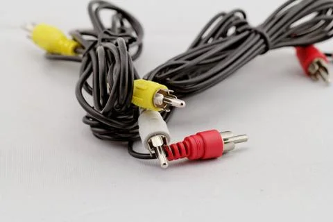 Three rca cable and plug Stock Photos