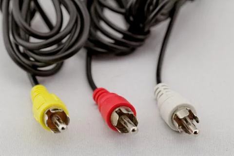 Three rca cable and plug Stock Photos