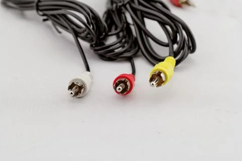 Three rca cable and plug Stock Photos