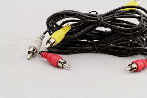 Three rca cable and plug Stock Photos