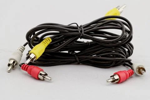 Three rca cable and plug Stock Photos