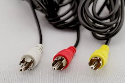 Three rca cable and plug Stock Photos
