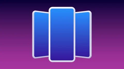 Three Realistic Smartphone Mockups. Isolated Elements on Gradient Background イラスト素材