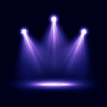 Three realistic vector spotlights lighting Stock Illustration