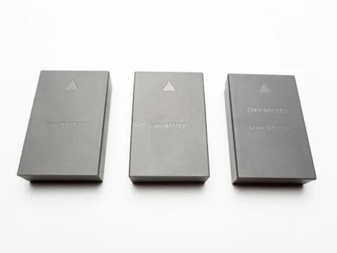 Three rechargeable batteries from the camera Olympus e-pl 7 Stock Photos