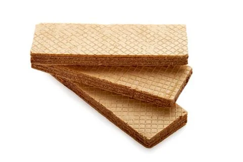 Three rectangle corrugated wafer biscuits isolated on white Stock Photos
