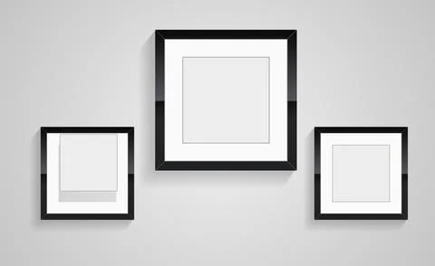 Three rectangles frame of picture in on wall art decorection design vector,.. Stock Illustration